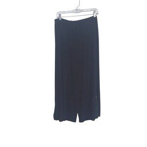 Chicos Travelers Wide Leg Charcoal Gray Cropped Pants Size 3 Soft Knit